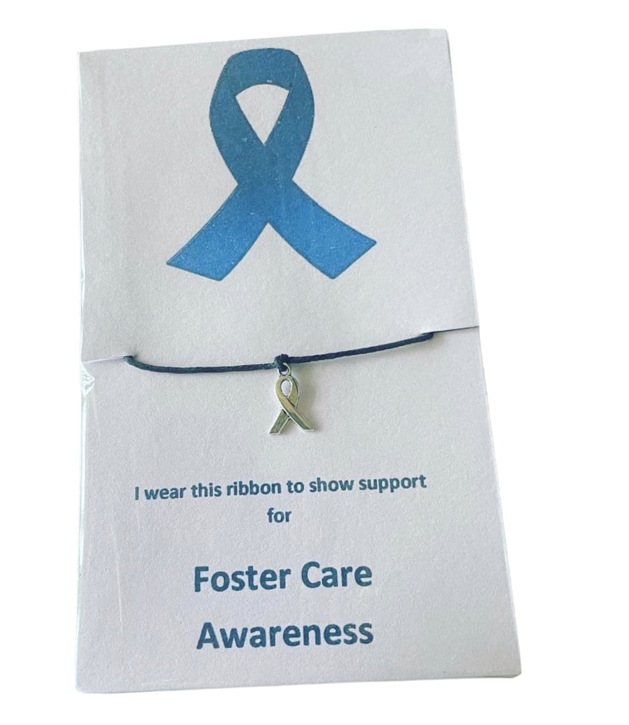 Foster care awareness wish bracelet ribbon charm bracelet gift 