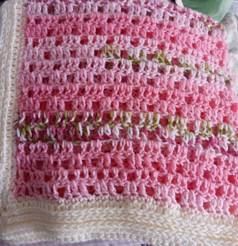 Vintage-Style Blossom Baby Blanket  - Lap blanket - Christening gift
