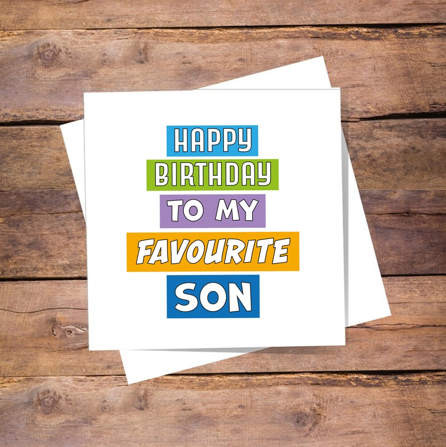 Son birthday card - funny favourite son card, free postage