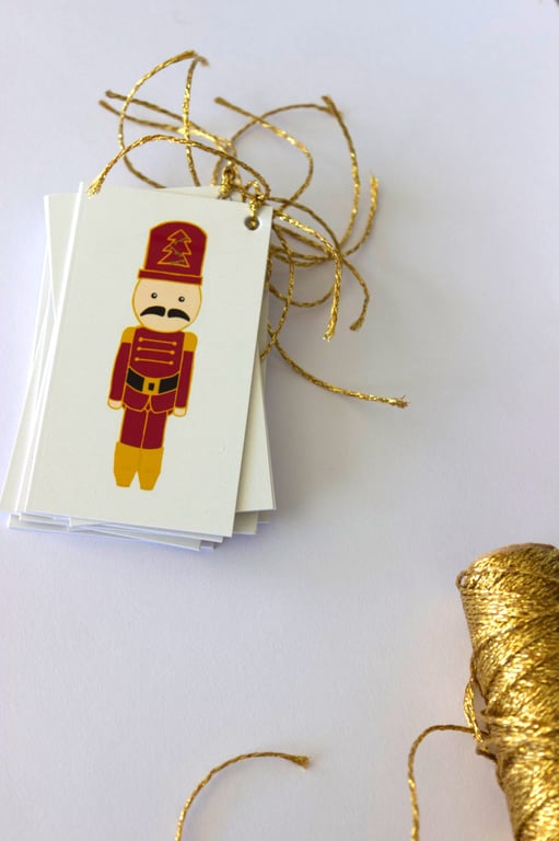 9  nutcrackin' christmas gift tags, red, gift wrapping accessory