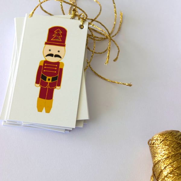 9  nutcrackin' christmas gift tags, red, gift wrapping accessory
