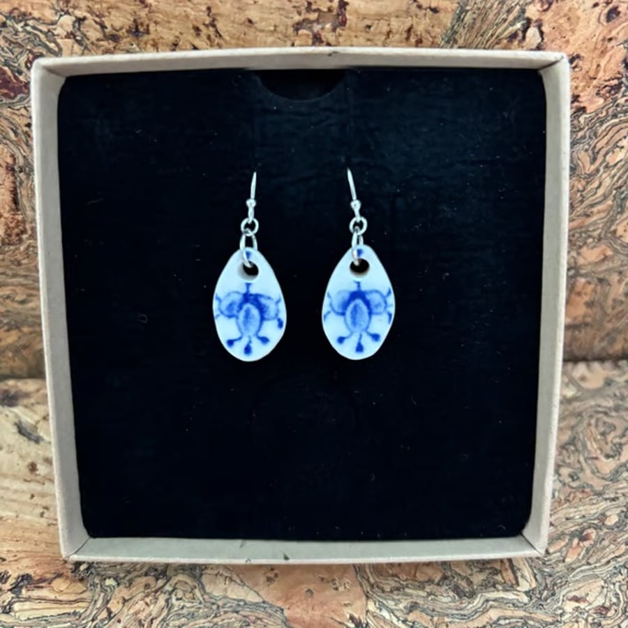 Handmade Earrings, Ceramic, Unique, Sterling Silver.