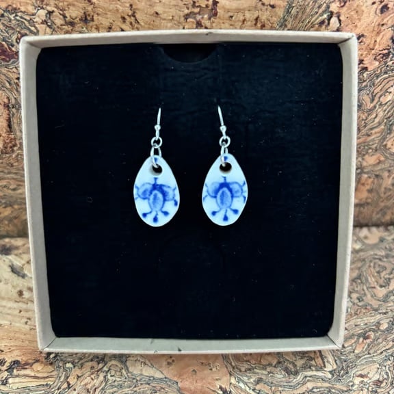 Handmade Earrings, Ceramic, Unique, Sterling Silver.