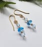9k Solid Gold  Blue Topaz Earrings  - Image 6