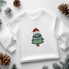 Sparkle Glitter Embroidered ChristmasTree Kids Sweatshirt