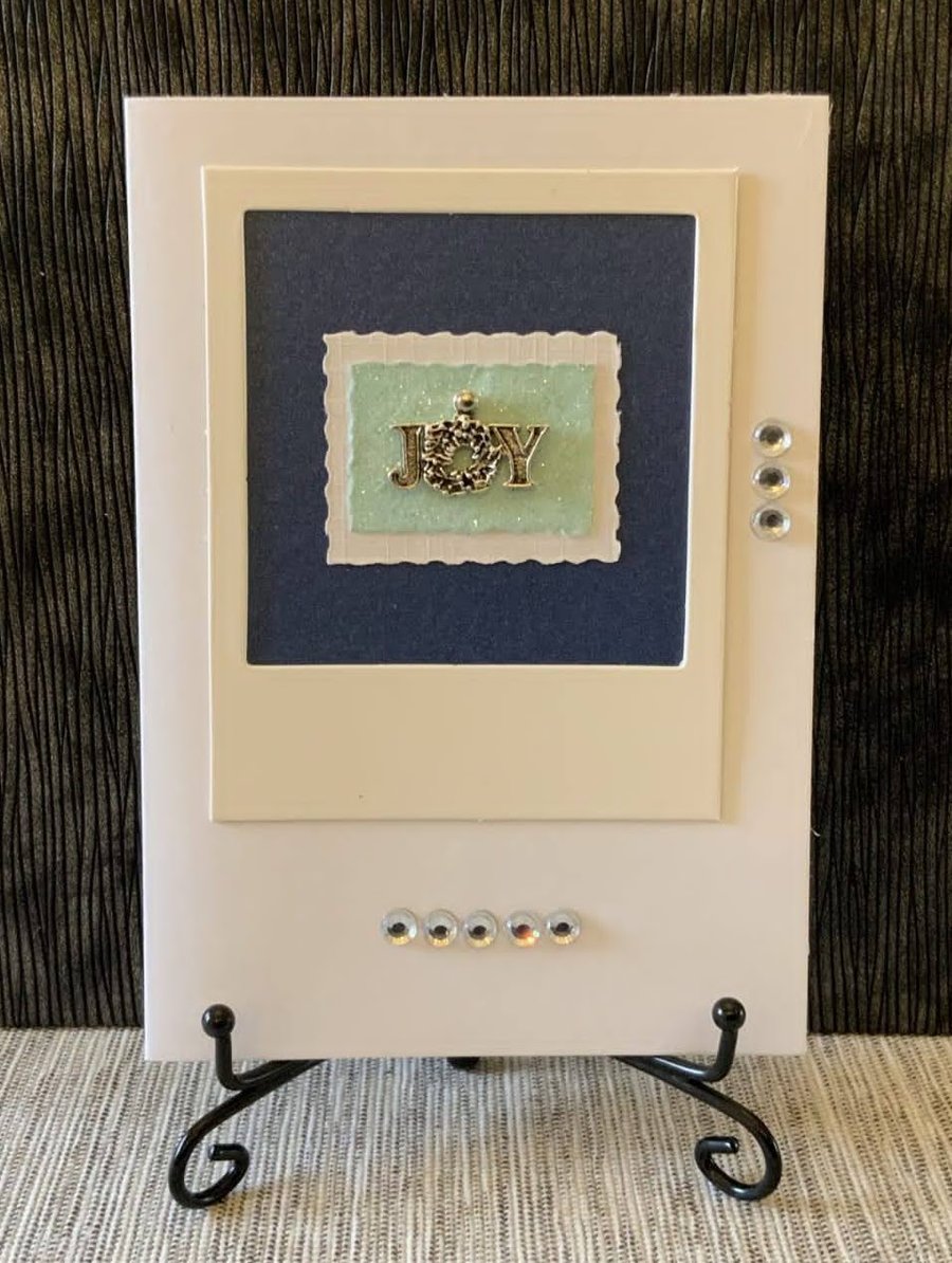 Joy Metal Charm Christmas Card