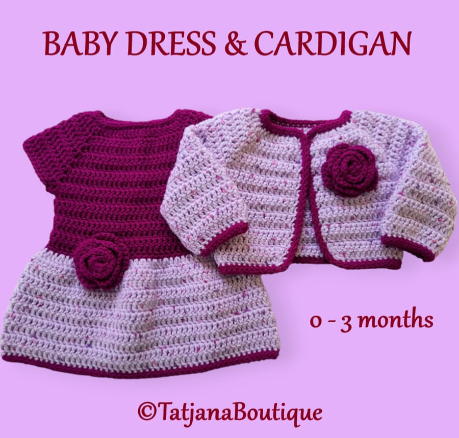 Crochet Pattern Baby Dress and Bolero Cardigan, Same Day Delivery PDF 144