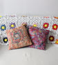Crochet cotton throw blanket in white and multi-colours - one-of-a-kind - Image 5