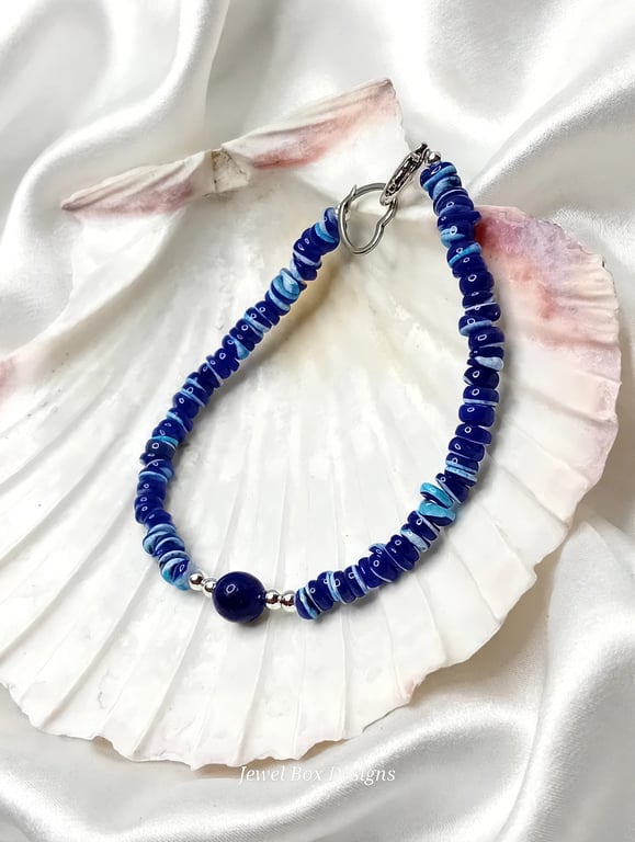 Lapis Lazuli with Horse Shoe Crab Shell Bracelet