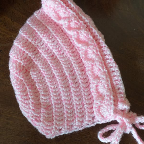 BABY GIRLS CROCHET BONNET (FJC04)