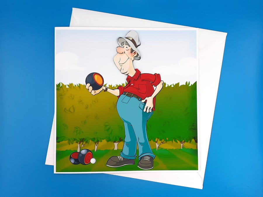 Lawn Bowls Birthday Card For Him, Large, Decoupage 