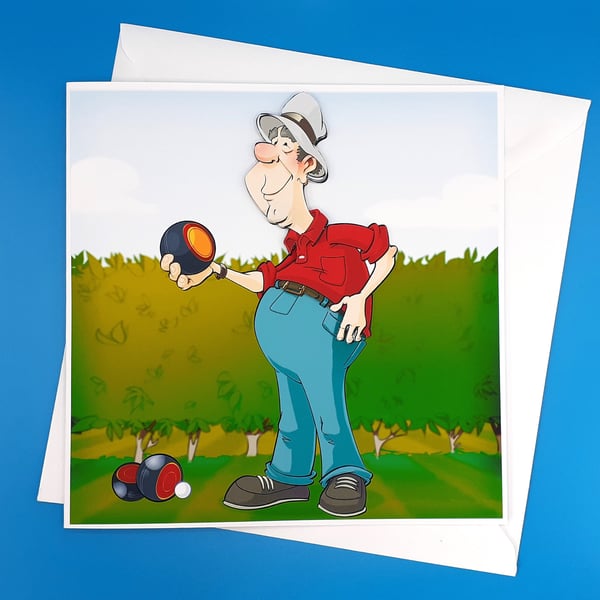 Lawn Bowls Birthday Card For Him, Large, Decoupage 