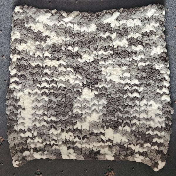 Hand-Knitted Baby Blanket Soft Chevron Design in Grey & white Newborn Gift