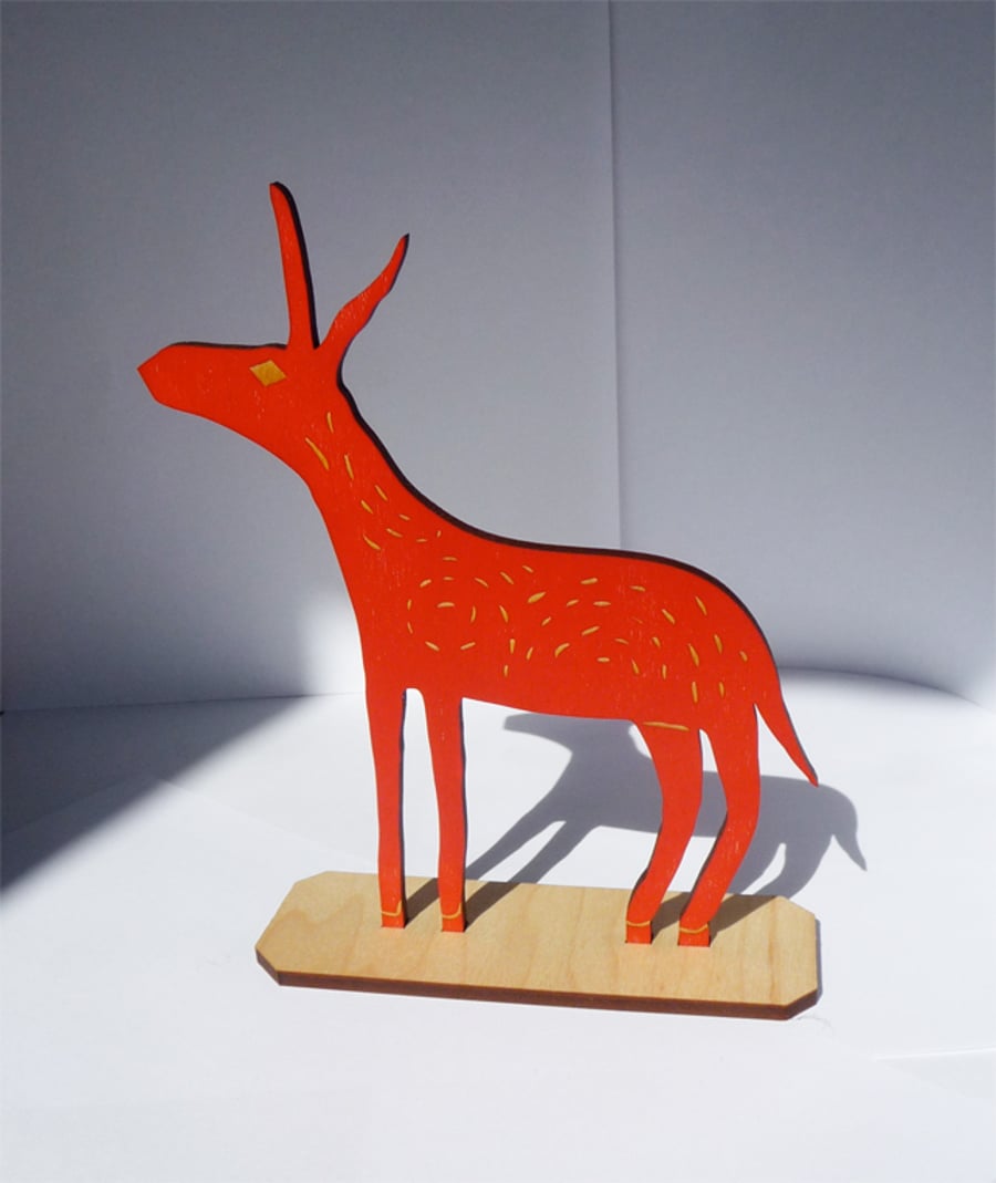 Large Red Wood and MDF Donkey No.2