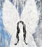 Angel with Large Wings, Small Original Canvas Art - Image 5