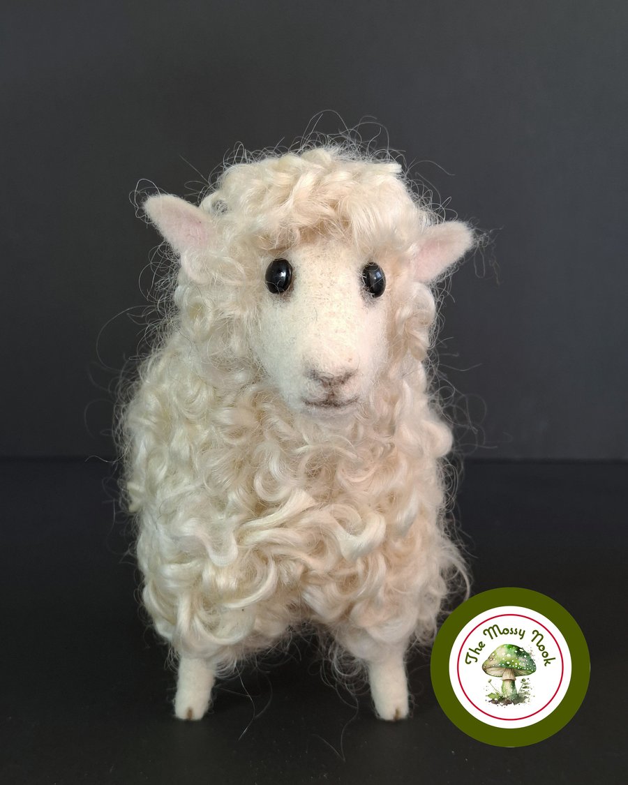 Lady Baa Baa, the Sheep. Needle Felted with Wool Fibres. 