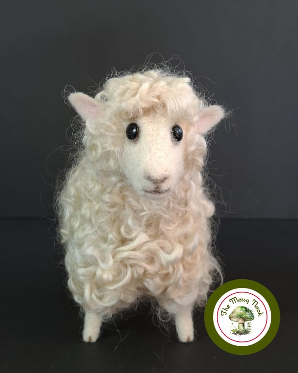 Lady Baa Baa, the Sheep. Needle Felted with Wool Fibres. 