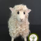 Lady Baa Baa, the Sheep. Needle Felted with Wool Fibres. 