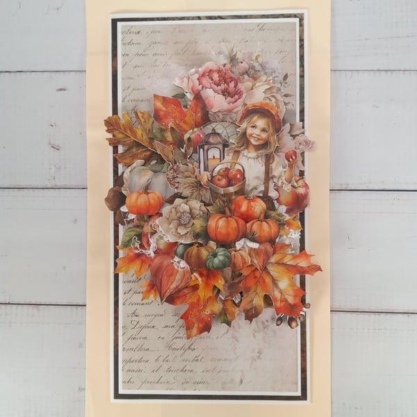 Handmade Autumn Car - 3D Pumpkin and Apple Greeting Card (107).