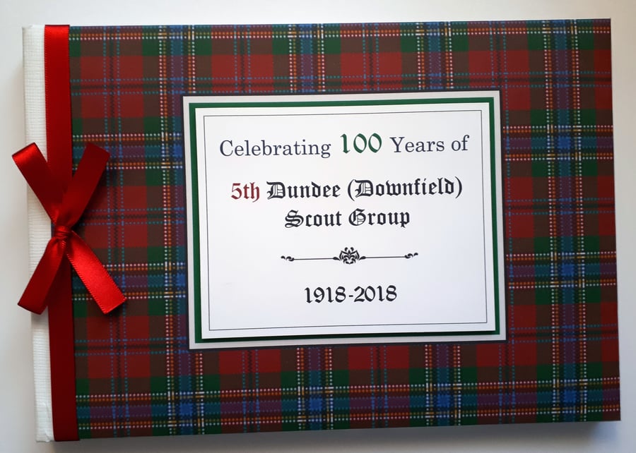 Scottish red and green tartan wedding guest book, gift