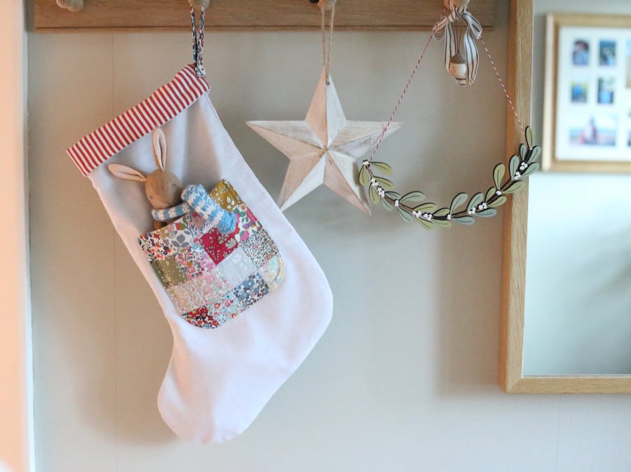 Heirloom Christmas Stocking - with blue or pink scarf