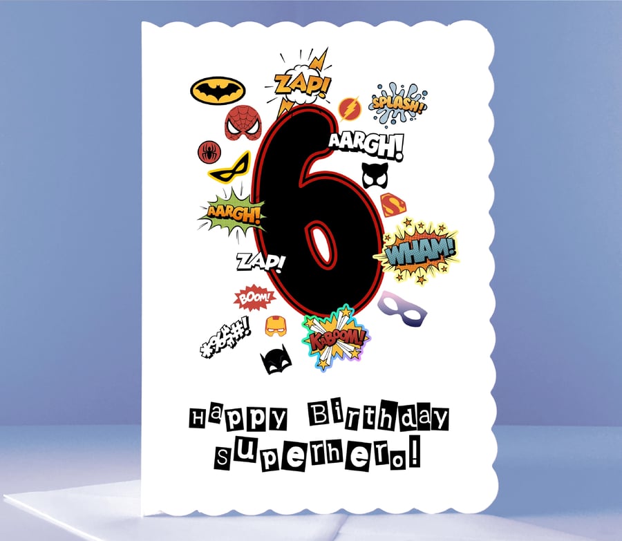 6th Birthday Card for a Superhero! 
