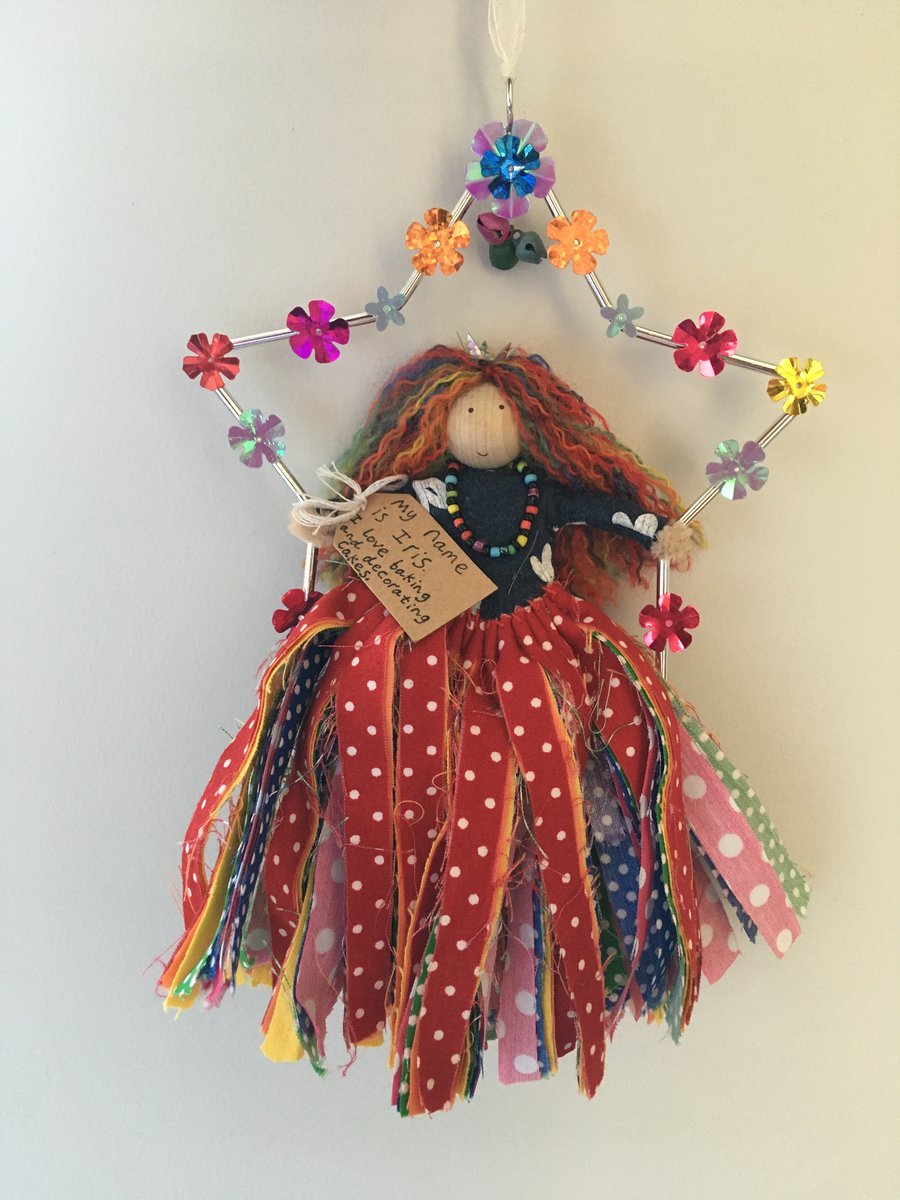 Fairy In Star Hanging Christmas Tree Decoration