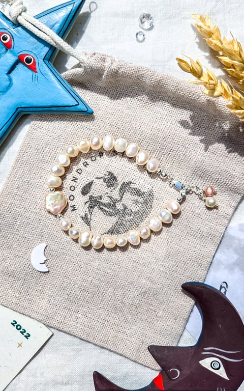 Handmade Celestial Pearl Bracelet - Unique June Birthstone Jewellery