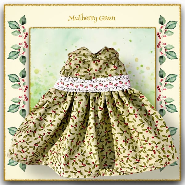 Red Berry Mistletoe Dress with Waistband 