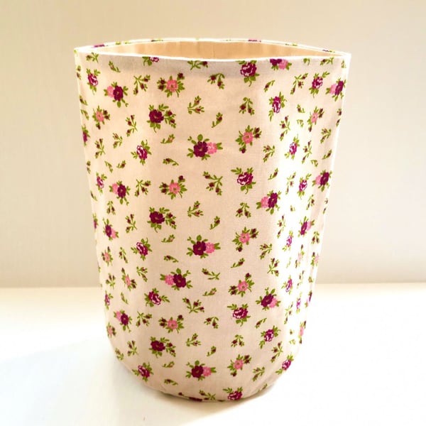 Fabric Tub Storage Basket -  Rosebud