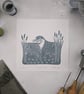 Riverbank Otter Linocut Print - Image 1