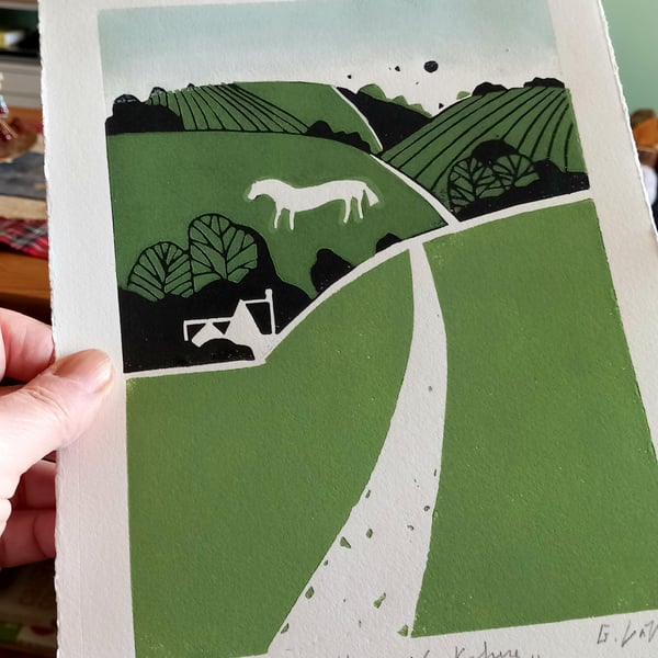 White Horse Yorkshire Limited Edition Linocut Artwork