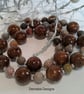 Statement Bronzite & Agate Silver Plate Necklace