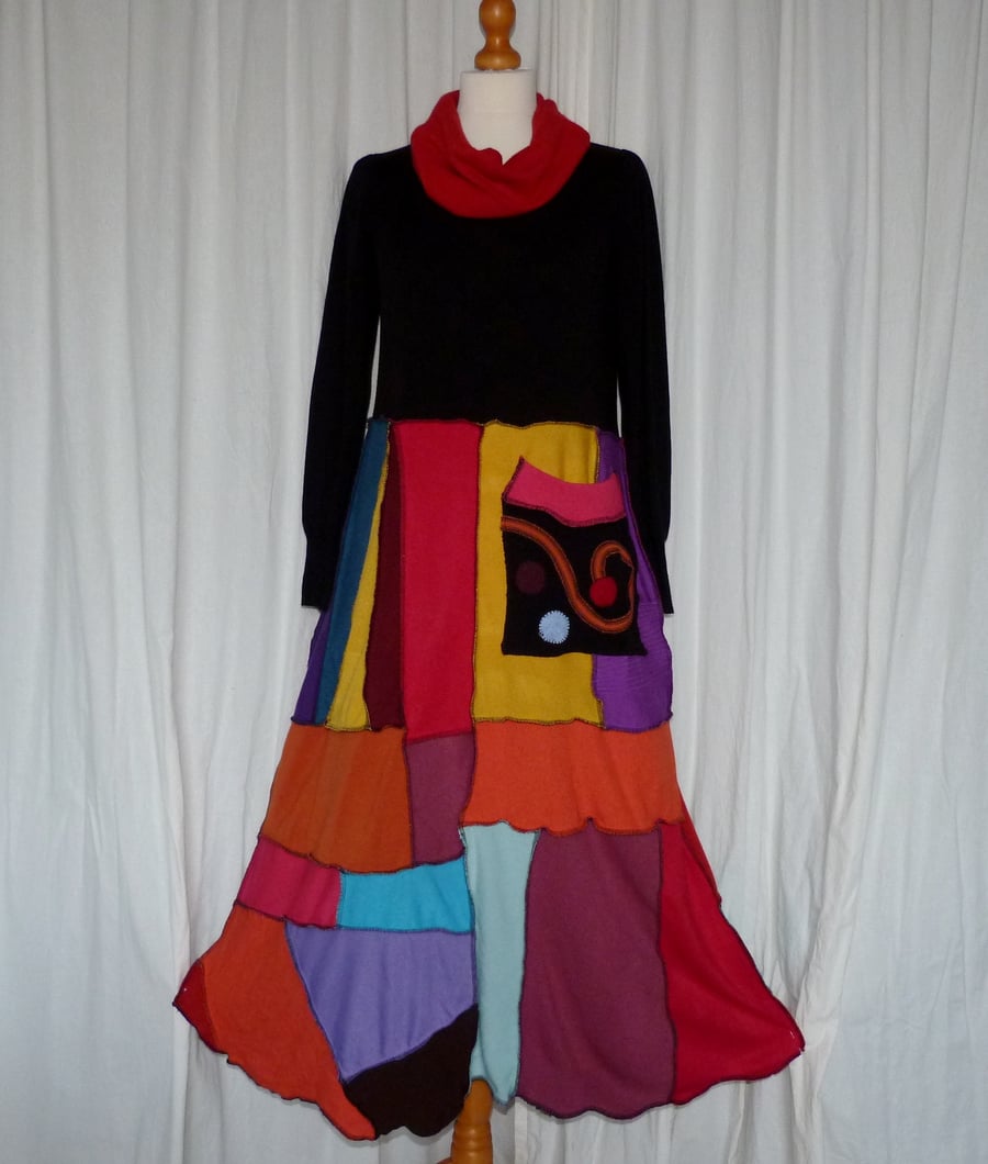 SALE !Upcycled Sweater Dress in a Rainbow of Colours. Refashioned from Jumpers.