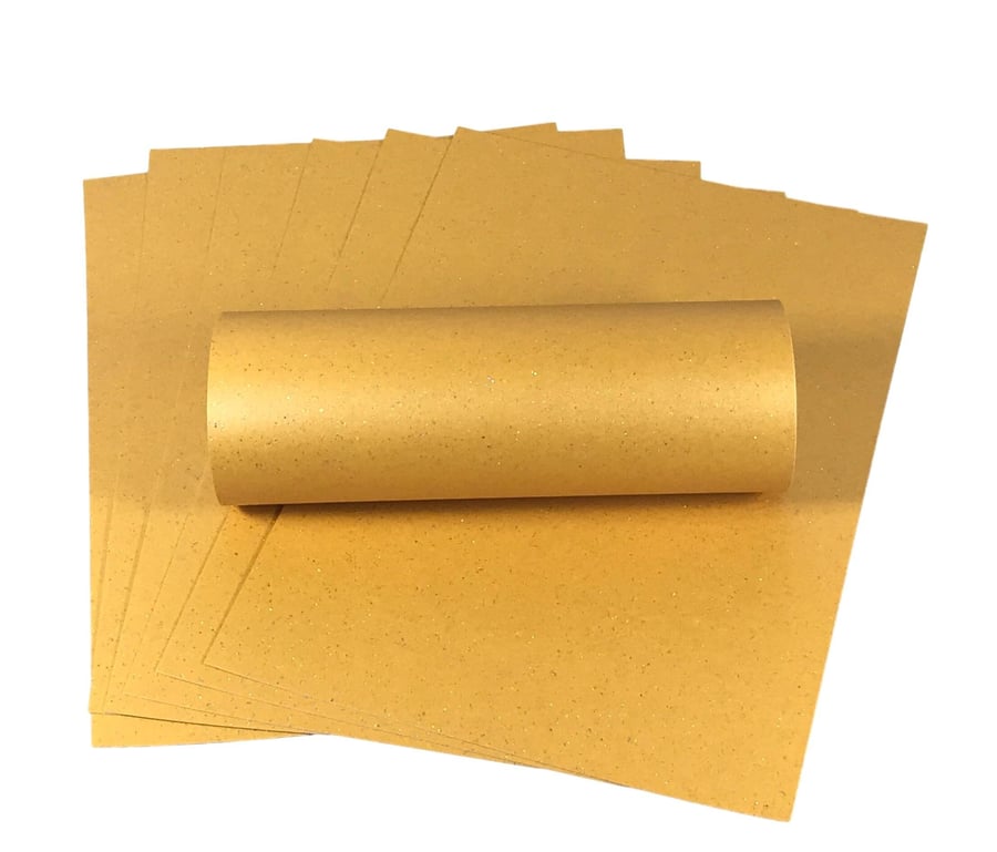 10 Sheets A4 Amber Yellow Iridescent Sparkle Card Quality 300gsm 110lb Cover Car