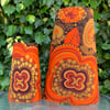 Scandi MidCentury Lampshade in  Orange Brown BORAS vintage fabric 