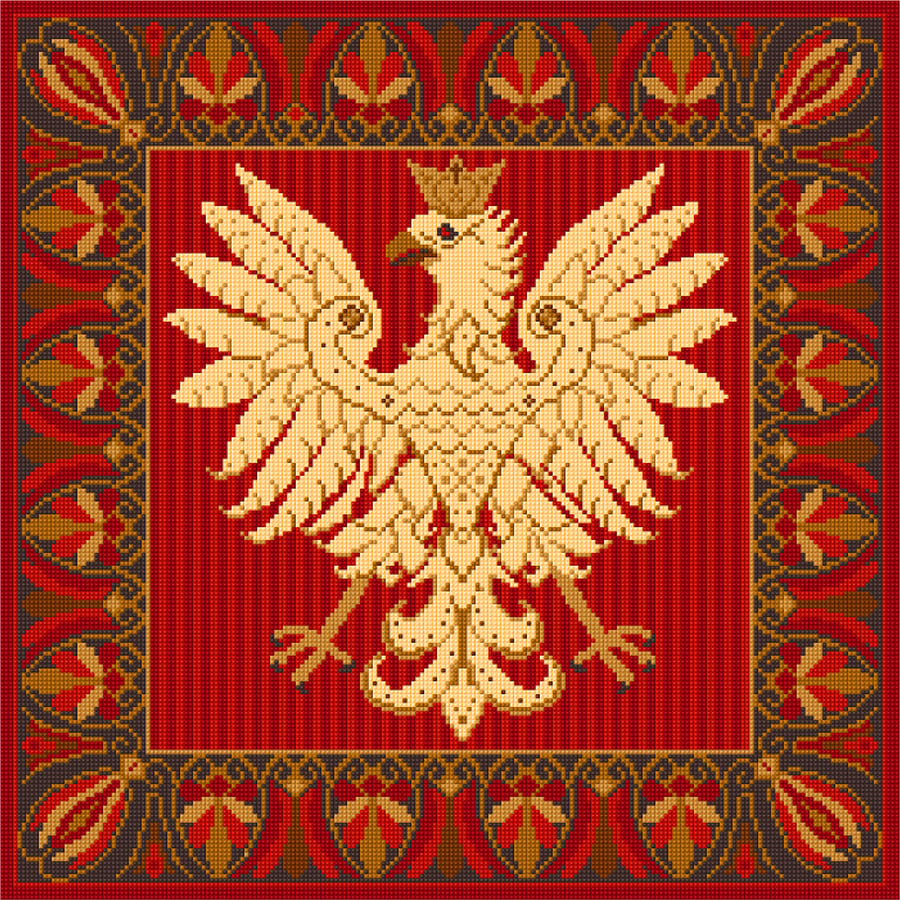 Polish Eagle Coat of Arms Tapestry Kit, Heraldic Counted Cross-stitch