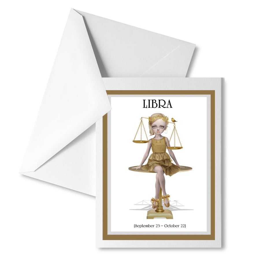 Libra Birthday Card - Star Sign, Zodiac Horoscope