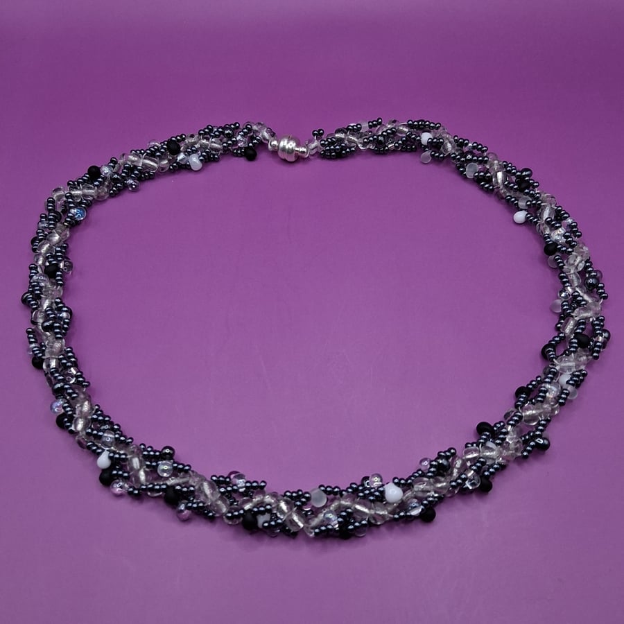 Hand Crafted Beaded Twist Shorter Length Necklace