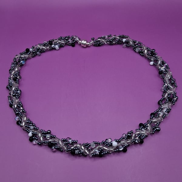 Hand Crafted Beaded Twist Shorter Length Necklace