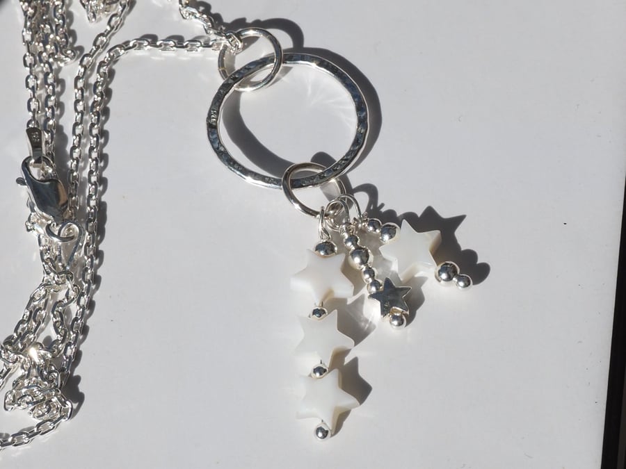 Wish upon a Star - mother of pearl & sterling silver pendant necklace