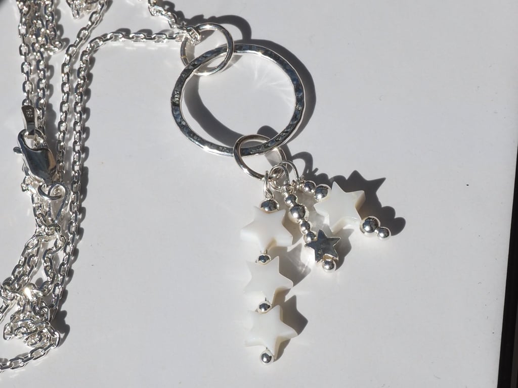Wish upon a Star - mother of pearl & sterling silver pendant necklace