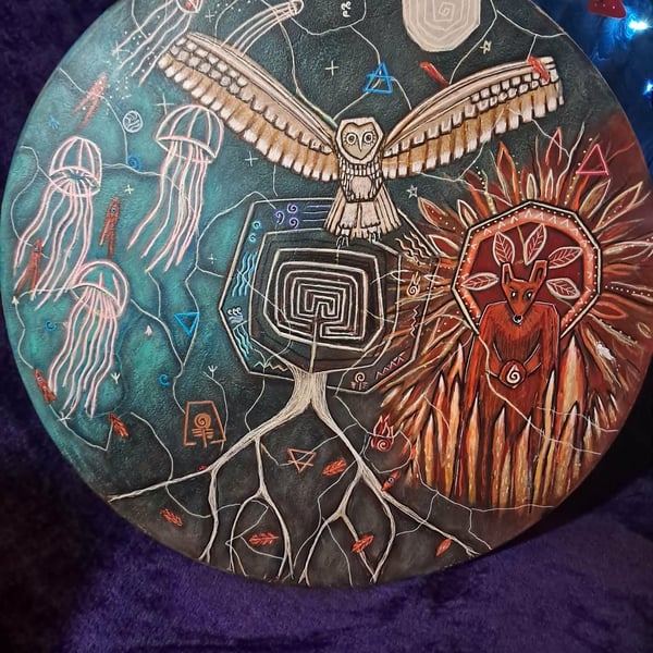 Shamanic Medicine Drum, the wheel, the elements and the great mystery.
