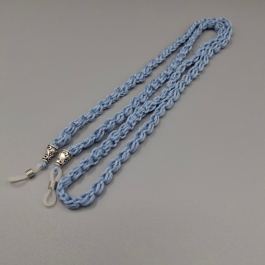 Light blue crochet glasses chain, sunglasses cord