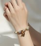 Multicolour Agate and Bumble Bee Charm Tibetan Gold Stretch Bracelet  - Image 3