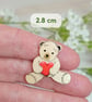 Love You Bear Brooch, Handmade Valentines Gift, Cute Teddy Pin, Unique Gift - Image 4
