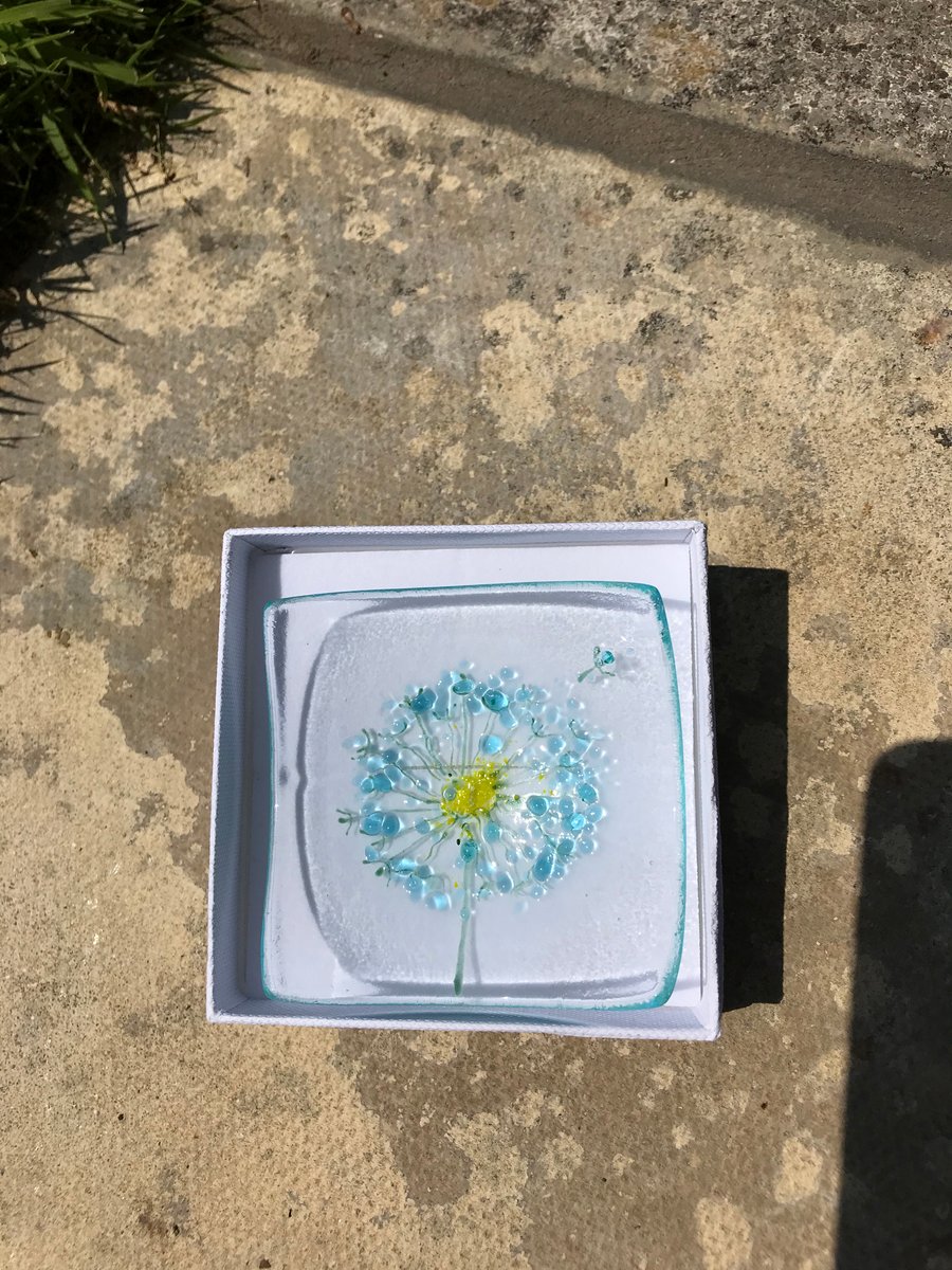 Fused glass trinket dish Make a wish design 