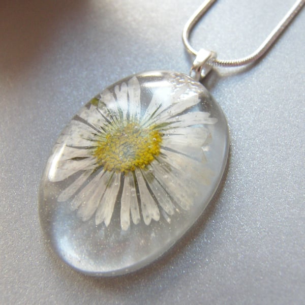 Real Daisy Necklace in Resin Summer Nature - DAISY 