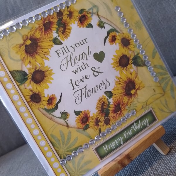 flowery card with embelishment