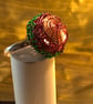 COPPER, PINK & GREEN RING WITH RECYCLED METALS- Puff jewel ring - Image 2